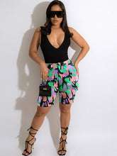 Shorts vaqueros de cintura alta con estampado de camuflaje